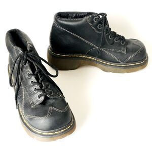 DR. MARTENS Vintage Y2K Black Leather 12278 Daisy Chunky Platform Ankle Boots